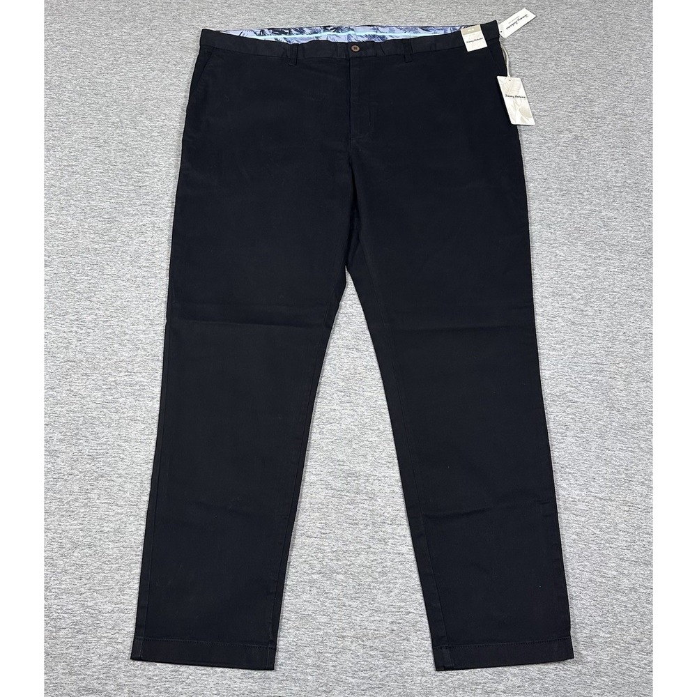 Tommy Bahama Pants Mens 44x32 Black Boracay Flat Front Preppy City Chino NEW